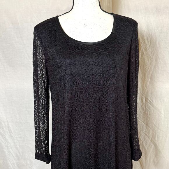 Harlow Dresses & Skirts - Harlow Vintage Women's Black Lace Cocktail Dress Sz 12 Long Sleeve Sheath Lined